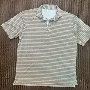 johnnie-O Gray and White Polo Shirt Lightweight Casual